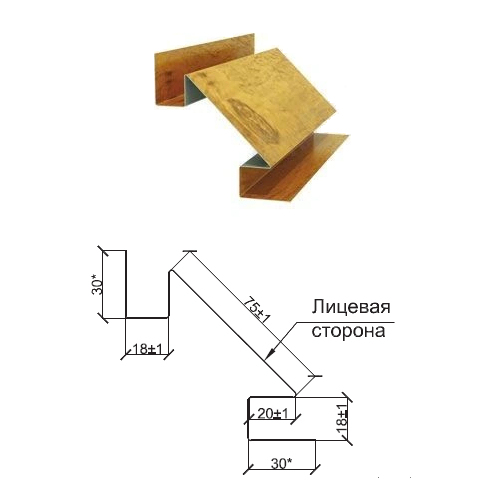 Угол внутренний сложный УВС 75х3000 мм Ecosteel